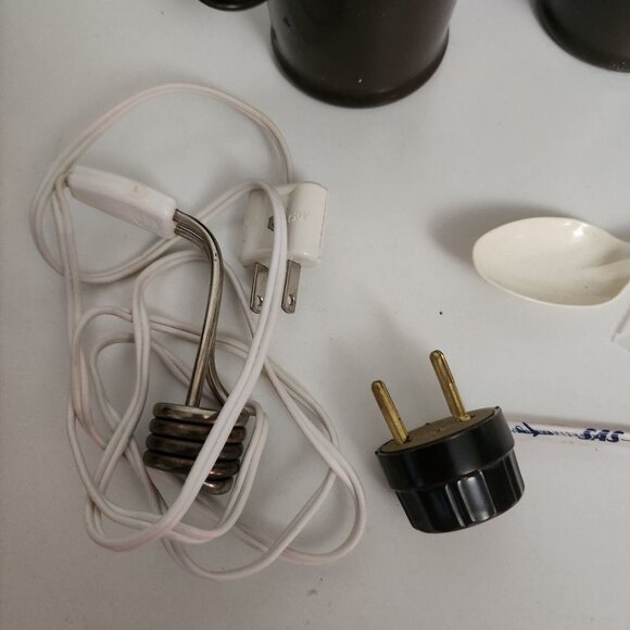 Vintage Hot Rod Immersion Heater w/CUPS And Case Travel Airlines Condiments - Picture 9 of 10